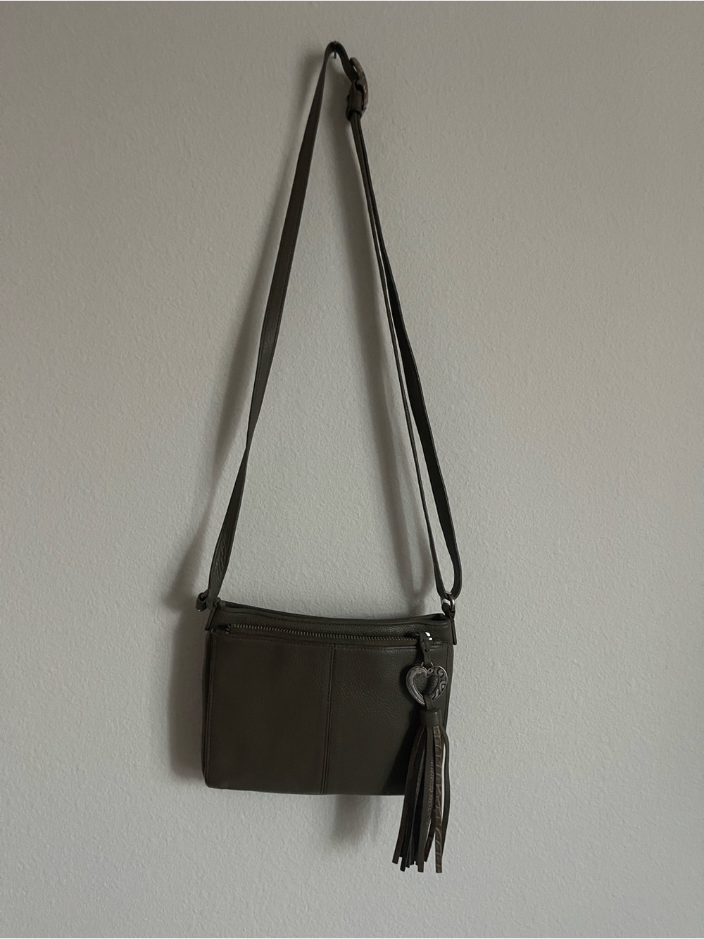 Women’s Olive Crossbody Bag with Tassel. Brighton brand
